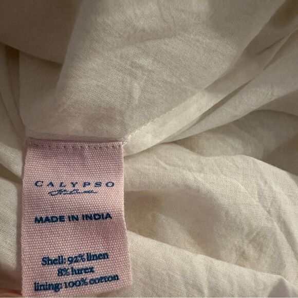 Calypso St Barth Adela One Shoulder Linen Blend Belted Maxi Dress - Picture 6 of 7